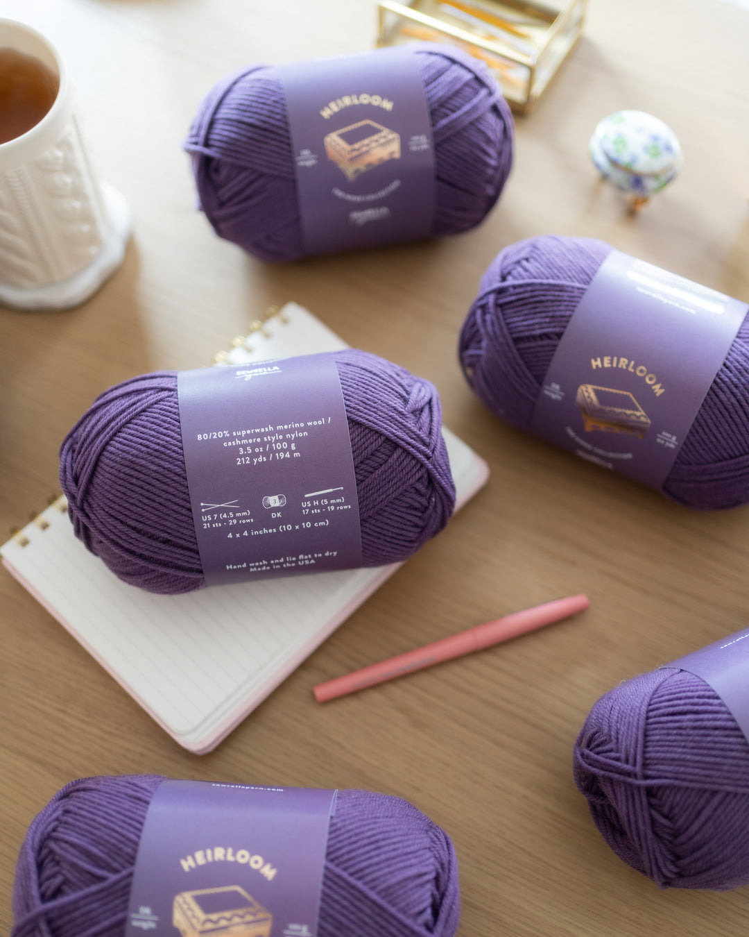 yarn with merino wool in bright purple