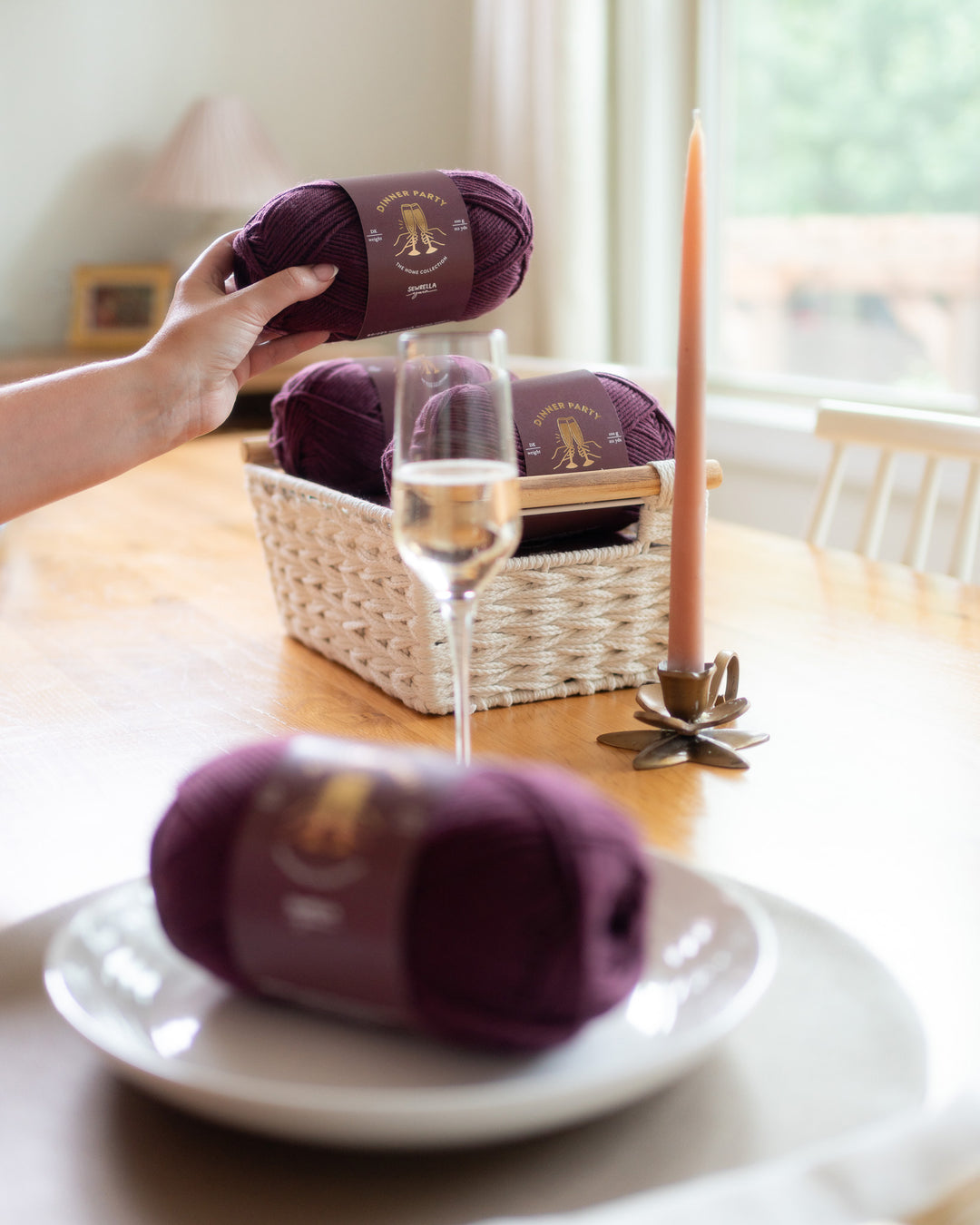 dinner party burgundy merino wool yarn