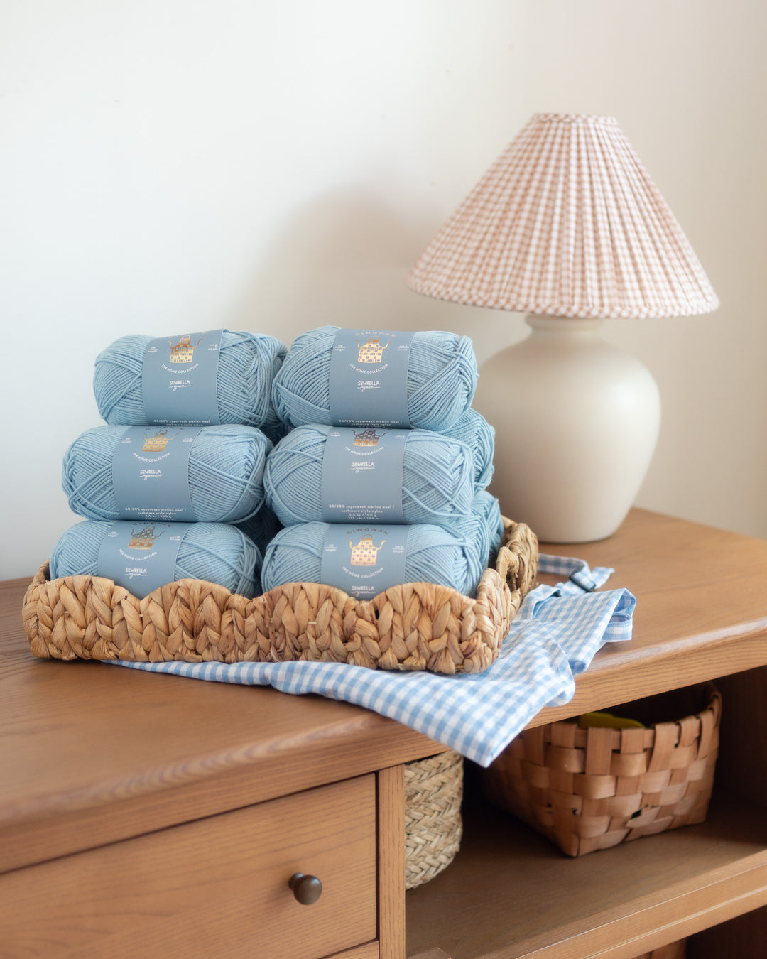 light blue wool yarn for knitting and crochet