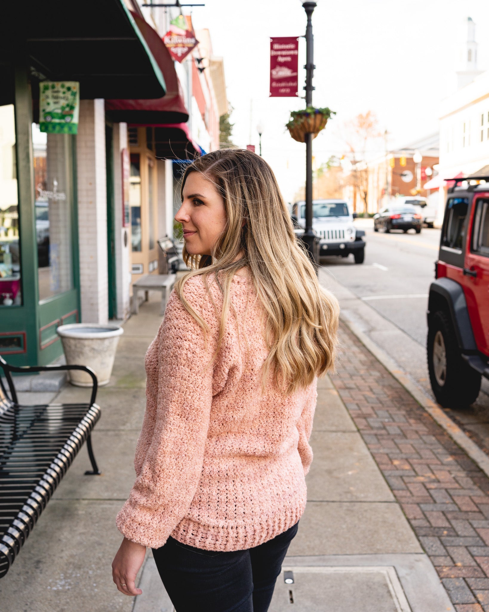 crochet bouclé sweater